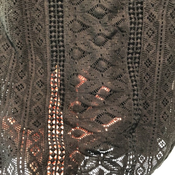 Lucky Brand black knit crochet 3/4 sleeve semi open knit weave M - Picture 6 of 8